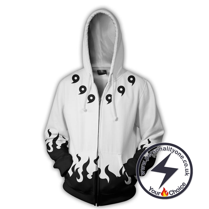 Naruto Six Paths White Uchiha Madara Zip Up Hoodie Jacket